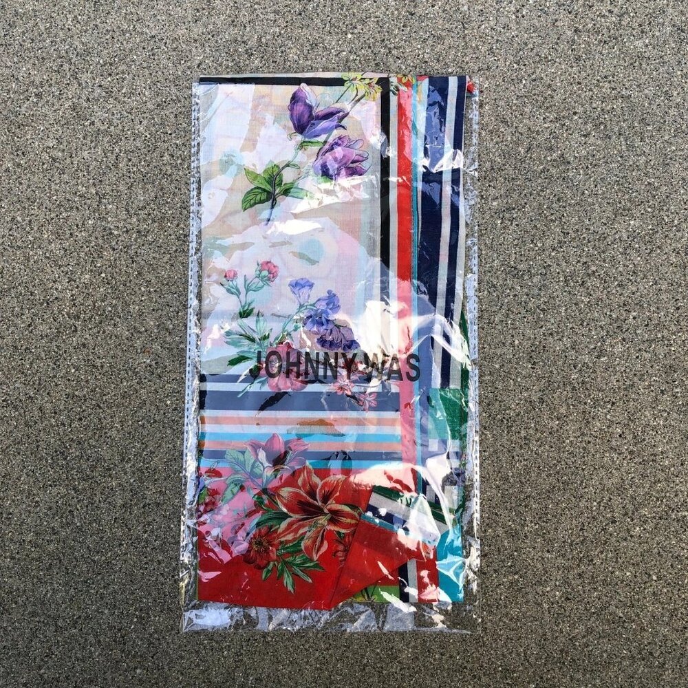 JOHNNY WAS Women's Signature Floral Neck Scarf 100% Silk Brand New
